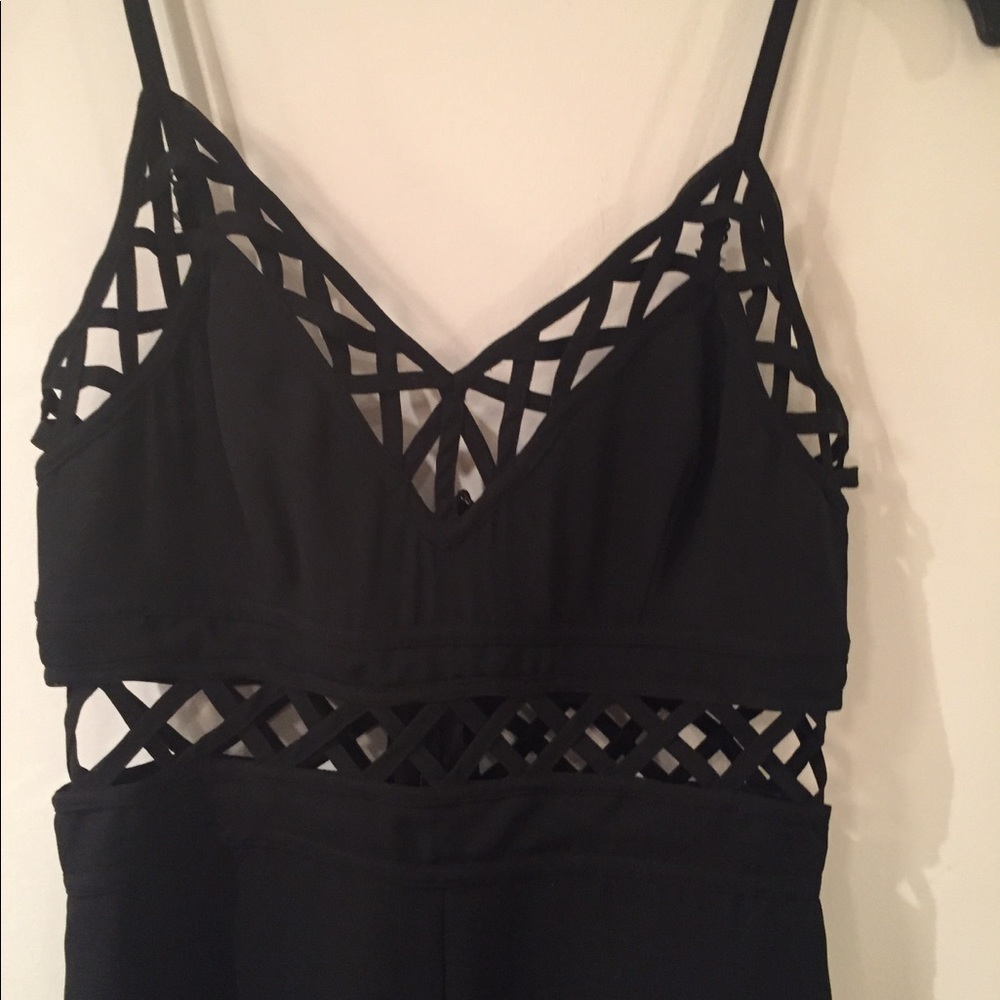 BeBe Jumpsuit with Sheer wide Legs - Picture 2 of 8